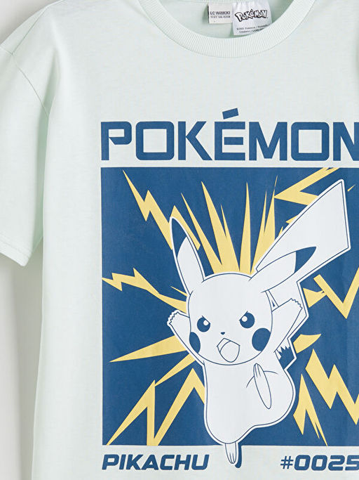 Bisiklet Yaka Pikachu Bask?l? Erkek ?ocuk Ti??rt