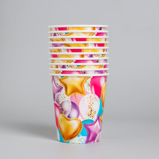 Цена за 10 шт. Стакан бумажный Шары, 250 мл - Страна карнавалия фото 4