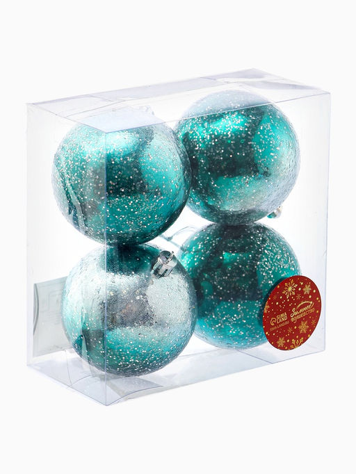 Ёлочные игрушки Джейн космос, шары новогодние, d=8 см, 4 шт., изумрудный - Зимнее волшебство фото 3