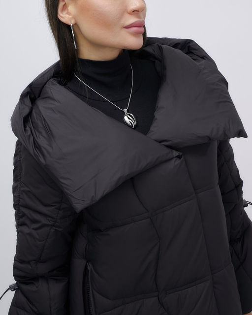 Куртка зимняя женская с большим капюшоном модная черного цвета 7739Ch - Visdeer фото 8