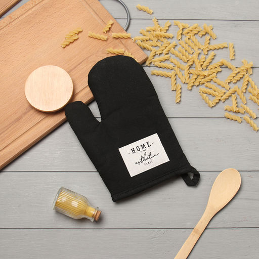 Варежка Этель «HOME», цвет чёрный, 26×16 см, 50%хл, 50%лен