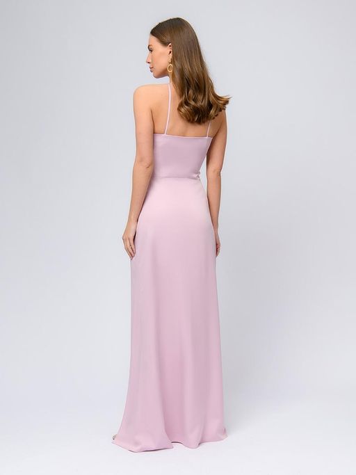 Платье цвета пыльной розы длины макси с разрезом на юбке и открытыми плечами - 1001dress фото 6