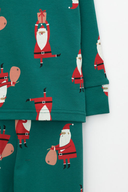 CROCKID, Пижама. Цвет: дед морозы с подарками на тем.зеленом
