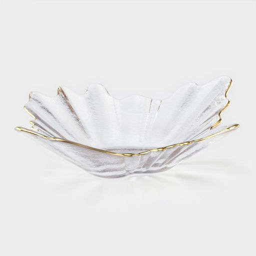 Ваза для фруктов «Рени», 24×22×6 см, с золотой отводкой, стекло, прозрачная