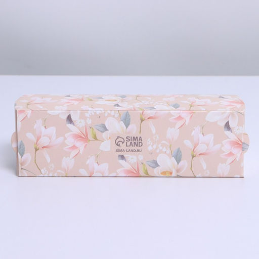 Цена за 5 шт. Коробка для макарун, кондитерская упаковка, «Цветочная», 18×5.5×5.5 см