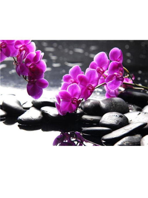 Алмазная мозаика без подрамника "Сиреневая орхидея", 30х40 см