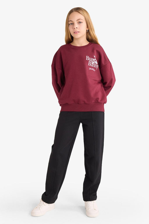 Looney Tunes Oversize Geni_ Kal_p Bisiklet Yaka Sweatshirt K_z _ocuk - Defacto фото 2