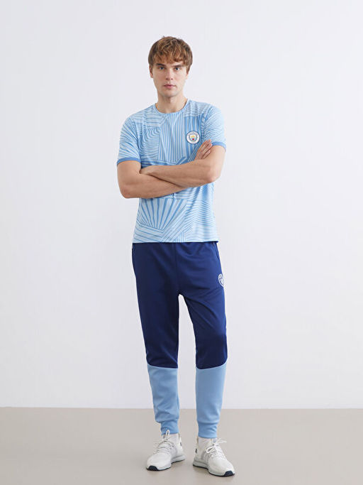 Bisiklet Yaka Manchester City Bask?l? Erkek Spor Ti??rt