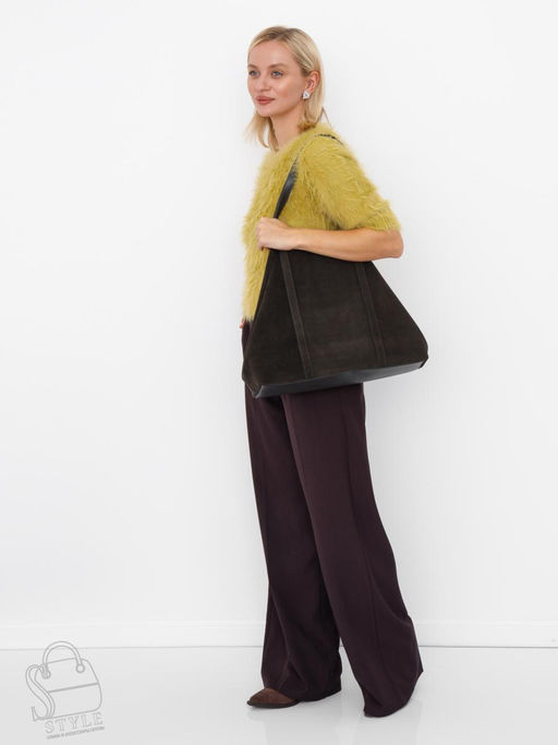 Сумка женская кожаная 1029M gray a green Polina&Eiterou