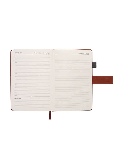 Ежедневник недатированный А5, с хлястиком, 128 листов, в линейку, пвх, коричневый - Simaland фото 10