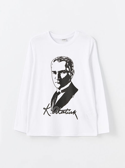 Bisiklet Yaka Atat?rk Bask?l? Erkek ?ocuk Ti??rt