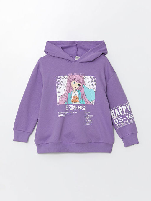 Kap??onlu K?z ?ocuk Kal?n Sweatshirt