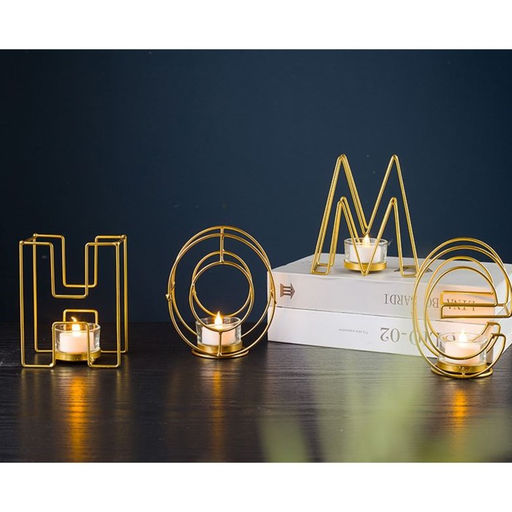 Подсвечник металлический на 4 свечи TAKE IT EASY, Home, 13.5×42 см, золото