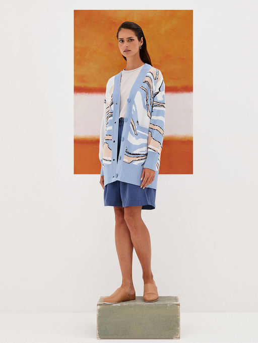 Кардиган с жаккардом из хлопка 421.140109/Белый - Seven senses фото 2