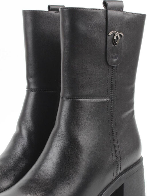 01-M43-5 BLACK Ботинки демисезонные женские (натуральная кожа, байка)