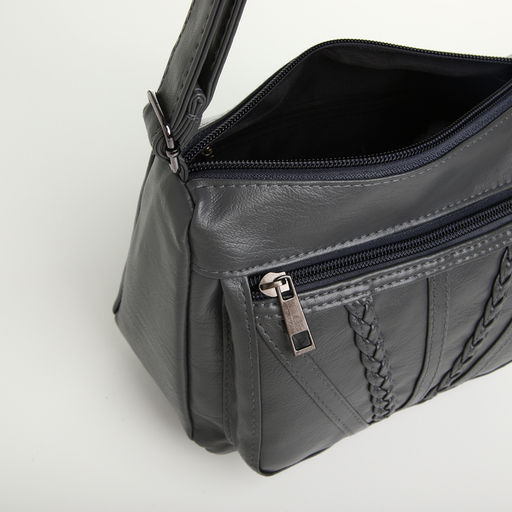 Сумка женская, среднего размера, кросс-боди, на молнии, 20×8.5×15 см, серая