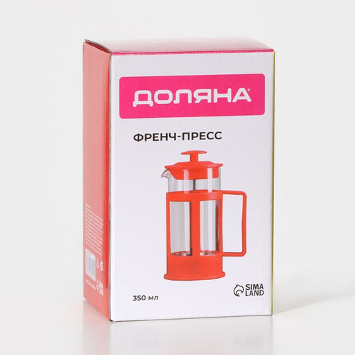Заварочный чайник френч-пресс Доляна Классика, 350 мл, стекло, красный фото 6