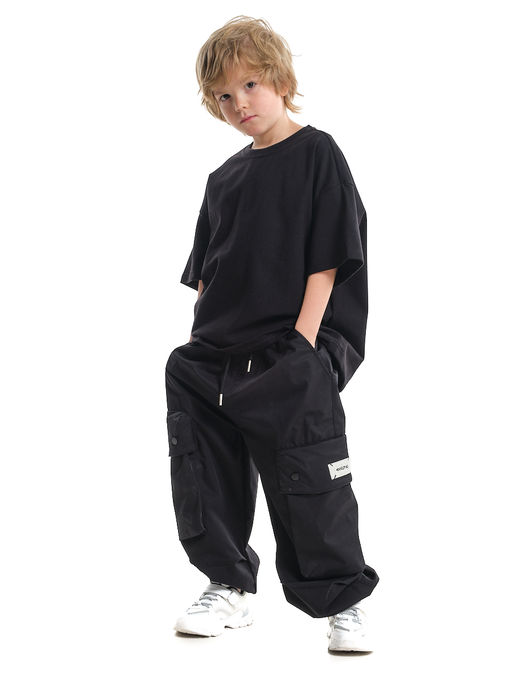 Футболка для девочки и мальчика оверсайз подростковая 22-7528 черный - Mini maxi фото 2