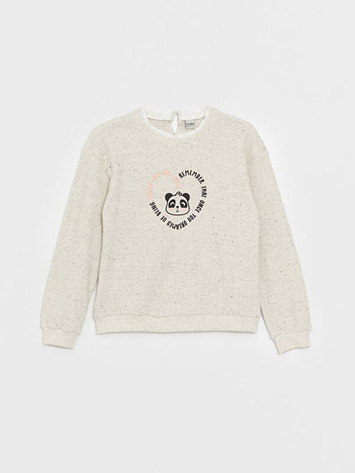 Bisiklet Yaka Bask?l? Uzun Kollu K?z ?ocuk Sweatshirt - Waikiki фото 3