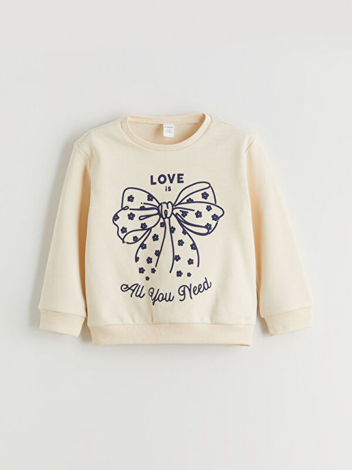 Bisiklet Yaka K?z ?ocuk Sweatshirt 2li