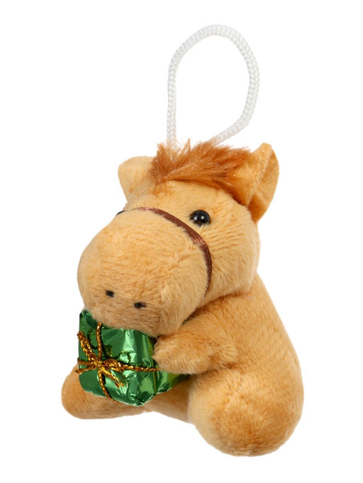 Цена за 2 шт. Мягкая игрушка Лошадка с подарком, 7 см МИКС