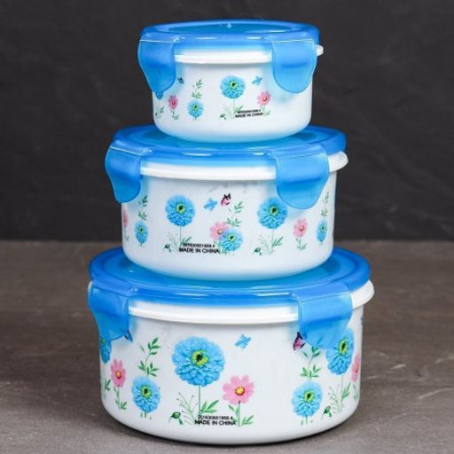 Салатник круглый 3 штуки с крышками / 124 /уп 84/ 190, 460, 850 мл - Галеонтрейд фото 2