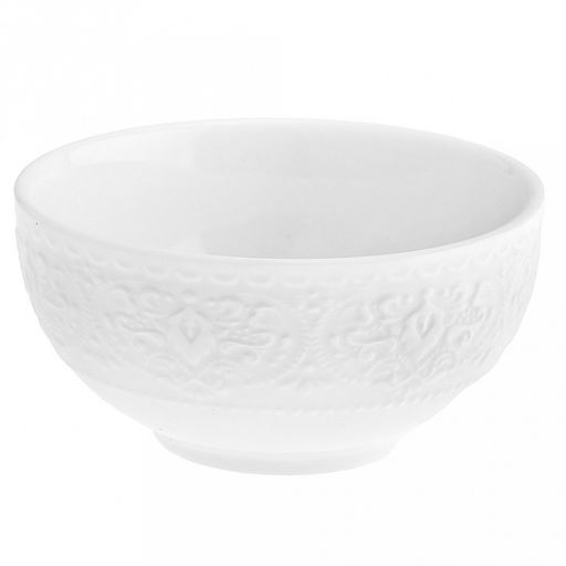 "Русь" Пиала фарфоровая 160мл, д9х4,5см, белый, рельефный декор (Китай)