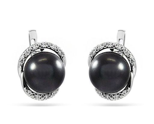 Серьги из серебра жемчуг, см025ч