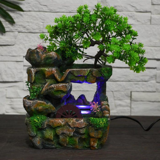 Фонтан настольный «Летний сад», 16×30 см, с подсветкой, без шарика