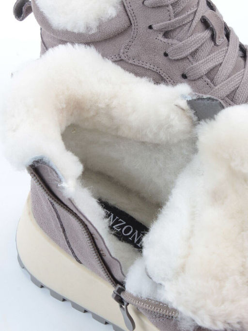 04-PAML08-3Z GRAY Ботинки зимние женские (натуральная замша, 100% шерсть, натуральный мех)