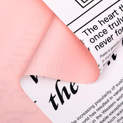 Плёнка матовая двухсторонняя «Газета на белом» розовый, 0.58×10 м