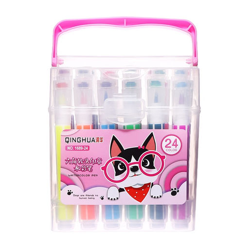 Фломастеры 24 цвета ТОЛСТЫЕ с печатью вентилируемый колпачок, розовый - Simaland фото 6