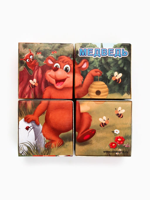 Цена за 2 шт. Кубики «Лесные животные», по методике Монтессори, 4 шт., 3+