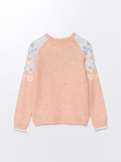 Bisiklet Yaka Desenli Uzun Kollu K?z ?ocuk Triko Kazak - Waikiki фото 2