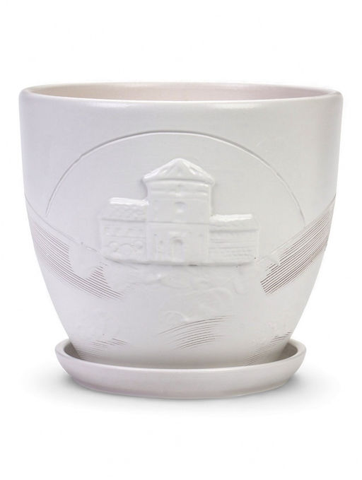 Горшок цветочный с поддоном 5 л, d122/h19,5 см белый керамика, "Голландия" (М)