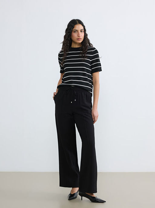 Bisiklet Yaka ?izgili Kad?n Triko Kazak