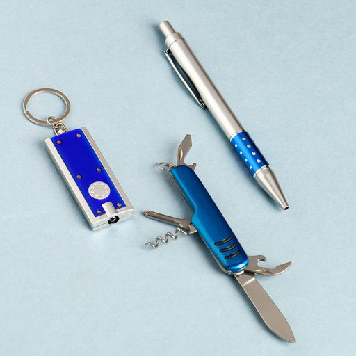Набор подарочный 3в1 (ручка, нож 5в1, фонарик синий) - Simaland фото 3