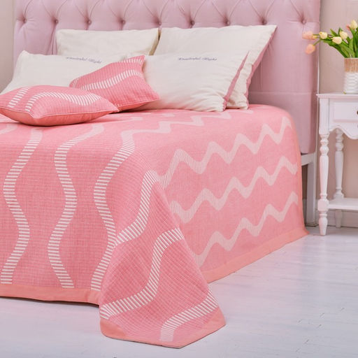 Покрывало хлопковое Этель Волны 200х2405 см, цвет розовый, 100%хлопок, 300гр/м2  фото 3