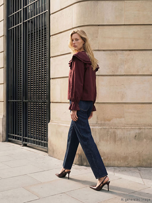 Bisiklet Yaka F?rf?rl? Bluz