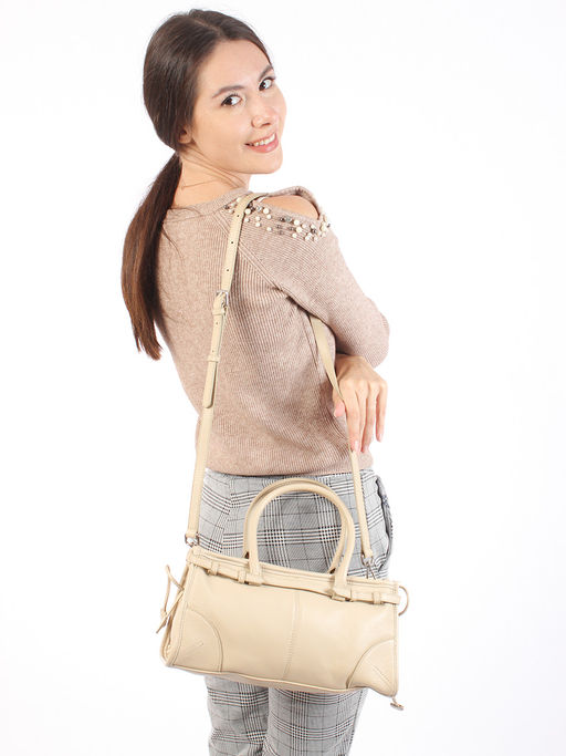 LACCOMA сумка НИ8073-темно-бежевый натуральная кожа хлопок фото 4