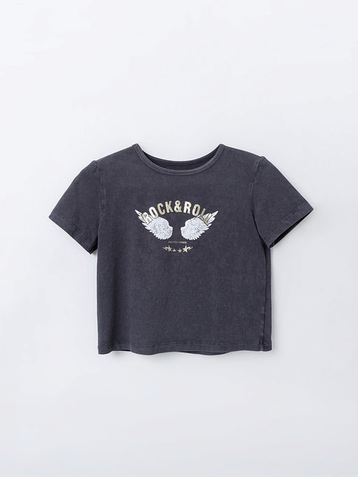 Футболка для девочек серая укороченная - Mark formelle фото 4