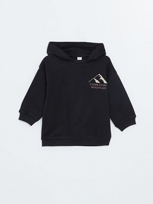 Kap??onlu Bask?l? Kal?n Erkek ?ocuk Sweatshirt