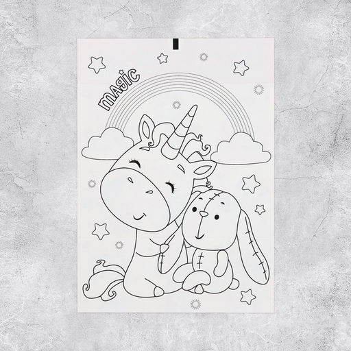 Цена за 10 шт. Наклейки бумажные Единороги, c раскраской на обороте, 11 15,5 см - Арт узор фото 3