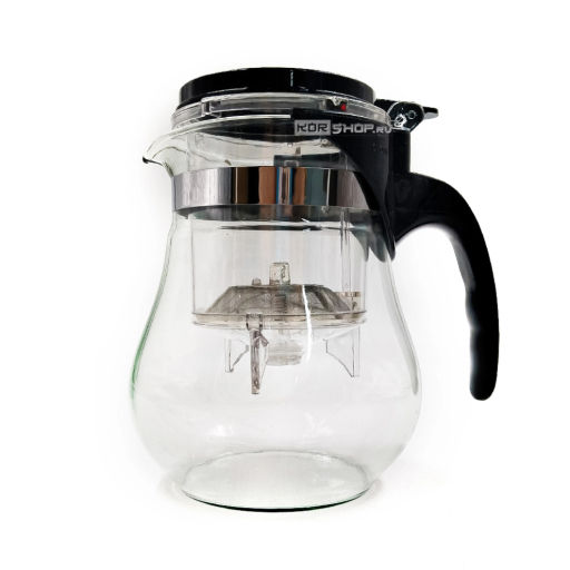 Стеклянный чайник с кнопкой Гунфу Серебряное кольцо (кувшин), 1,2 л Акция