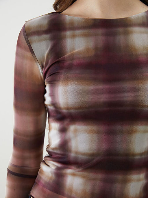 Bisiklet Yaka Ekose Kad?n Body