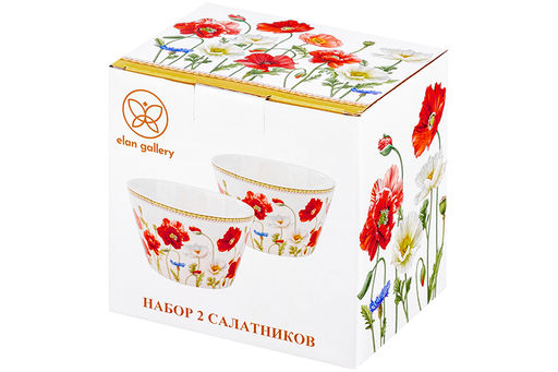 Набор 2 салатников 13*13*7,5 см 600 мл Маки NEW BONE CHINA - Elan gallery фото 15