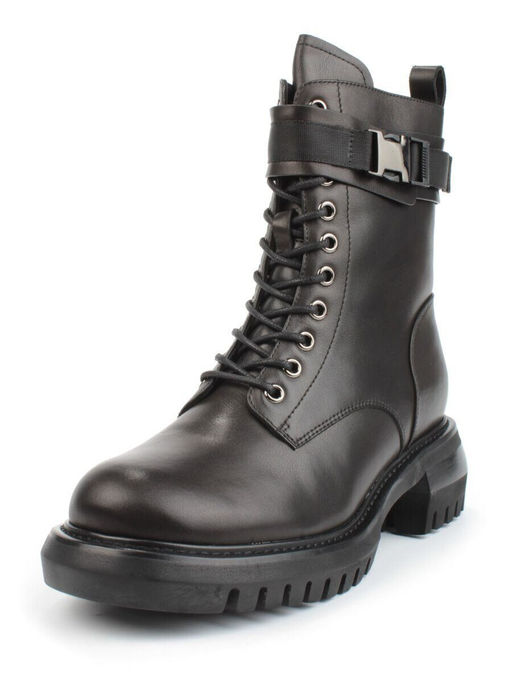 04-M2-592 BLACK Ботинки зимние женские (натуральная кожа, натуральный мех)