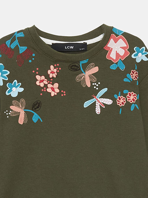 Bisiklet Yaka Bask?l? K?z ?ocuk Ti??rt - Waikiki фото 3