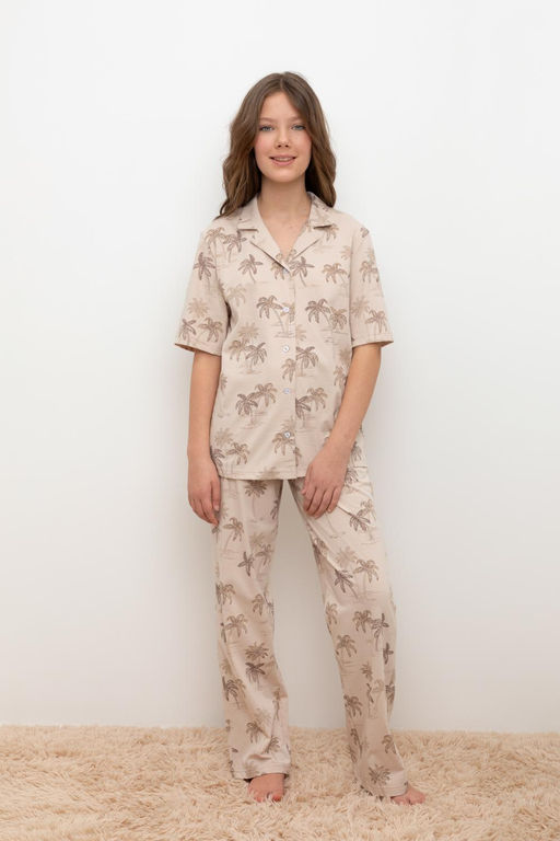 КБ 2829/бежевый,пальмы пижама для дев