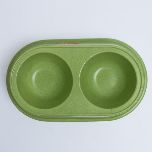 Миска бамбуковая двойная, 23,5 х 13 х 5 см, зелёная - Пижон фото 4